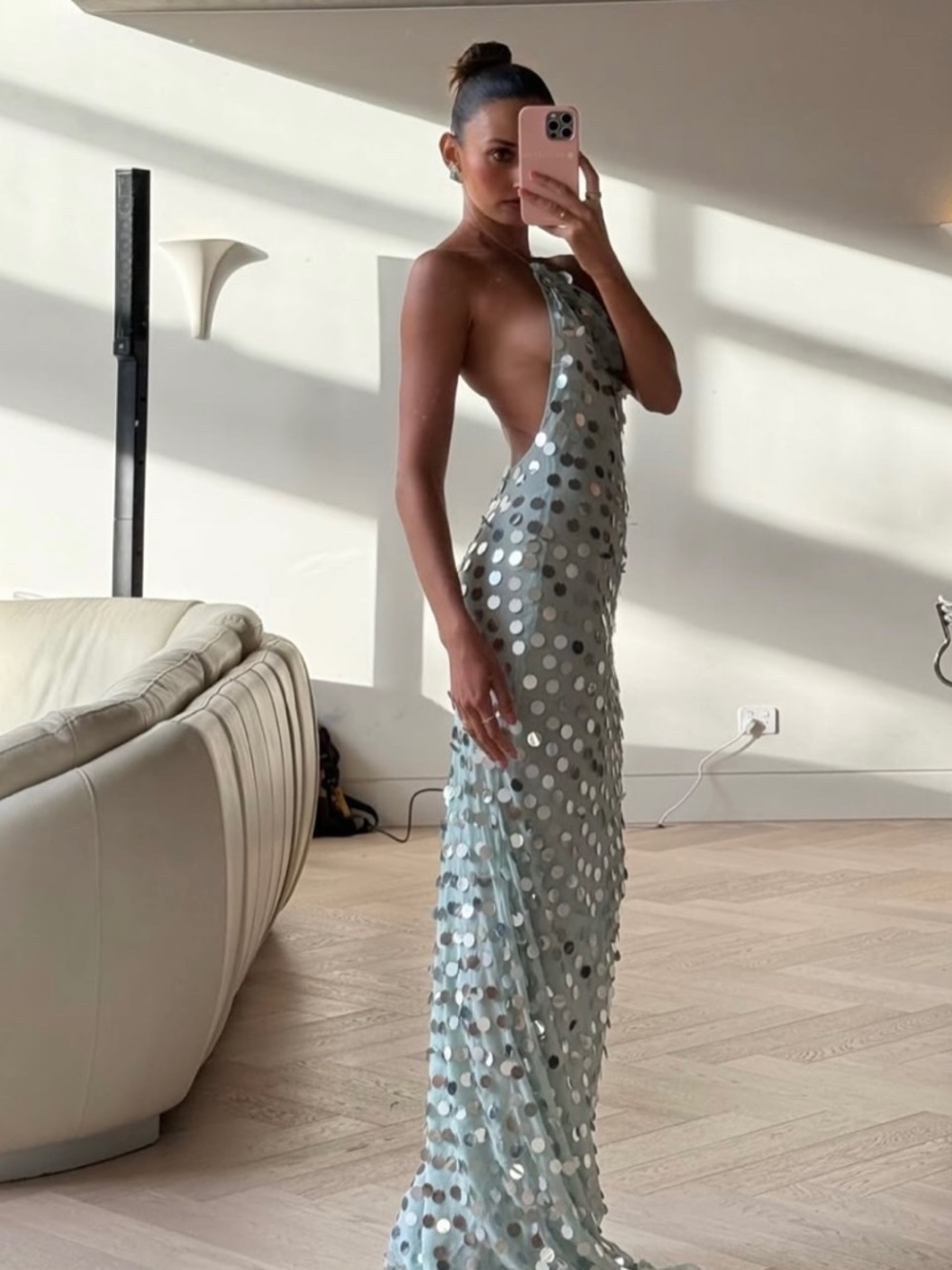 NEW MISHA The Mirror Bead Dress in Mint